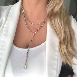 Loft gold beaded layered necklace